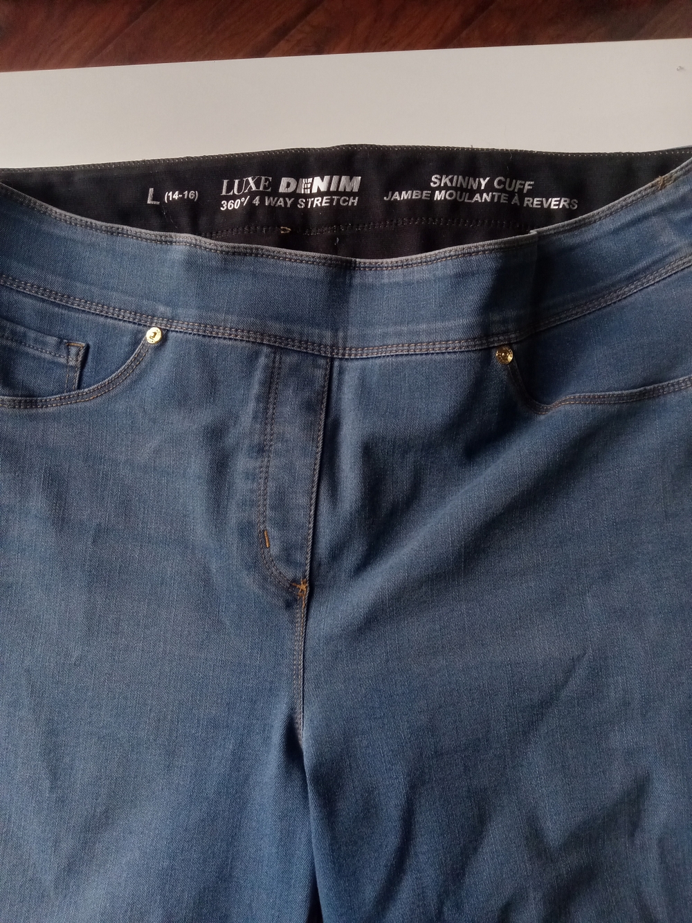 Luxe Denim Skinny Cuff Jeans - Blue